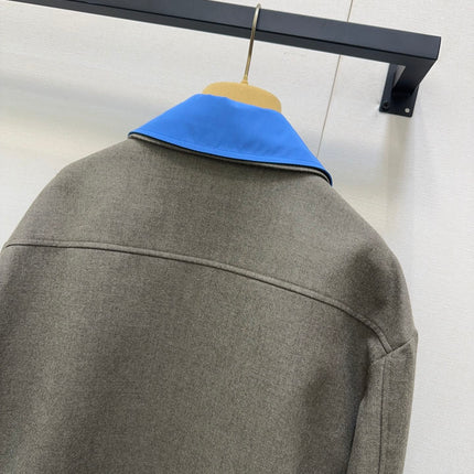 MIUMIU CONTRAST-FABRIC COLLAR JACKET STYLE 38