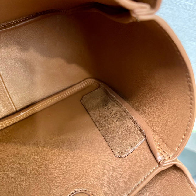 MINI TOTE BAG 18 IN RED BROWN SUEDE GOLD LOGO