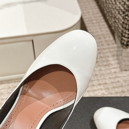 ALAIA ROUND-TOE HIGH HEELS 10 CM IN WHITE CALFSKIN
