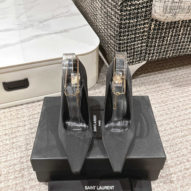 HIGH PUMP 9 CM IN BLACK SATIN