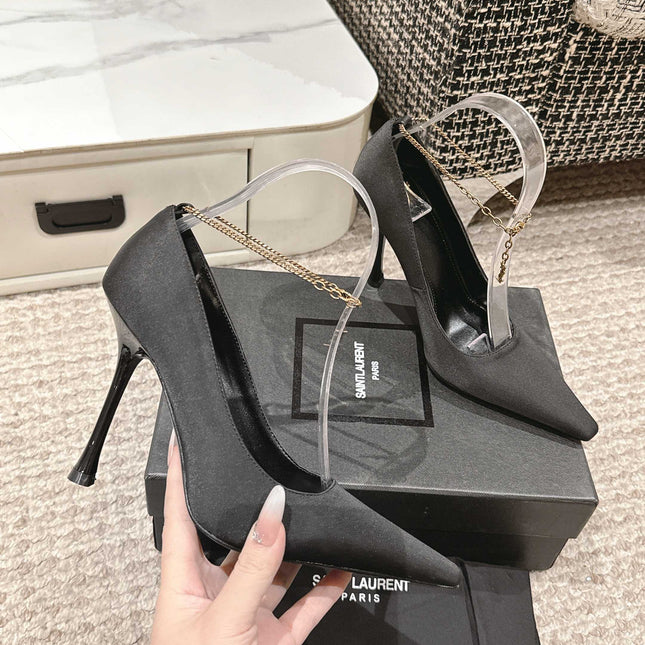 HIGH PUMP 9 CM IN BLACK SATIN