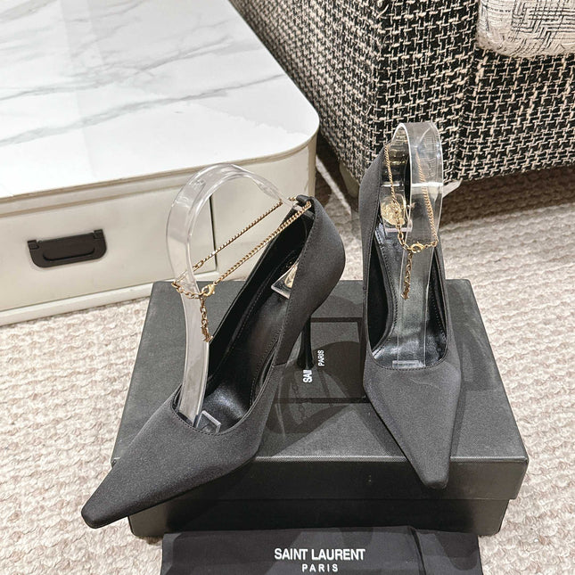 HIGH PUMP 9 CM IN BLACK SATIN