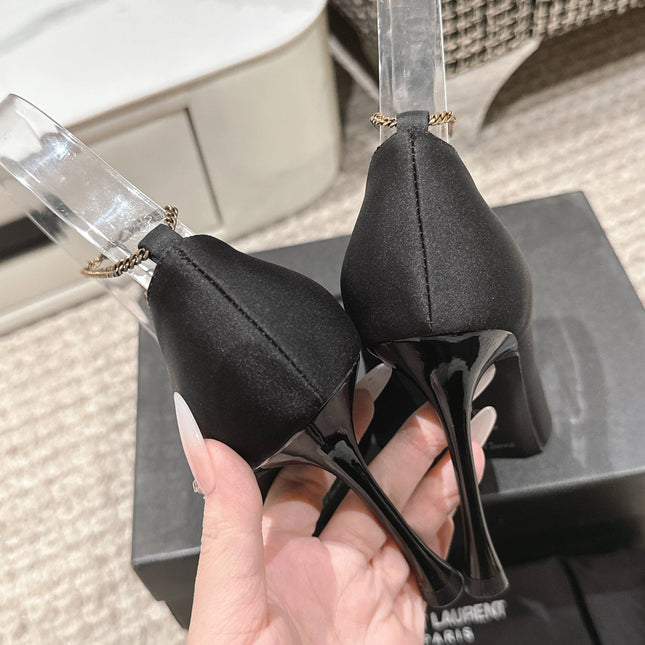 HIGH PUMP 9 CM IN BLACK SATIN