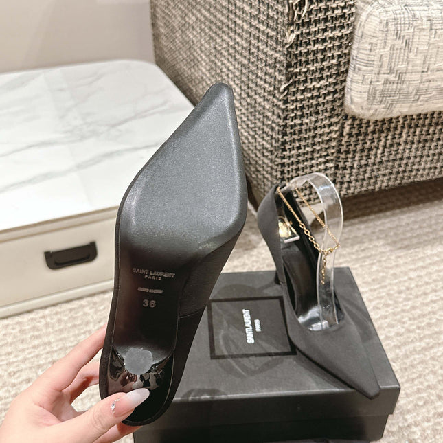 HIGH PUMP 9 CM IN BLACK SATIN