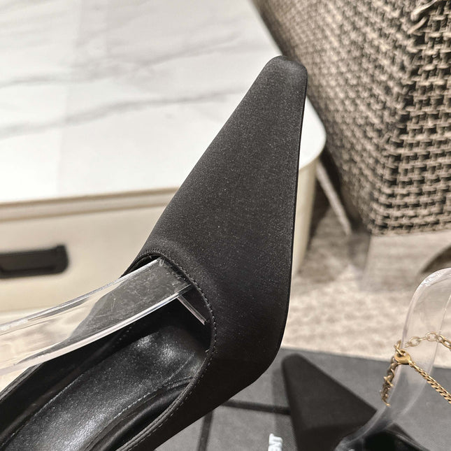 HIGH PUMP 9 CM IN BLACK SATIN