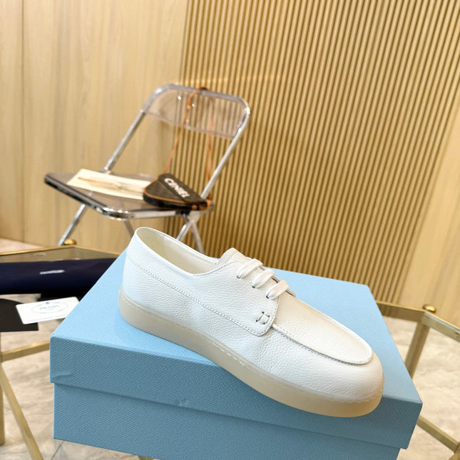 PRA LACE-UP SHOES WHITE CALFSKIN