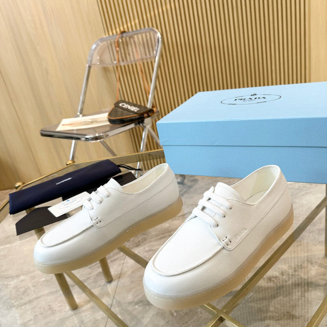 PRA LACE-UP SHOES WHITE CALFSKIN