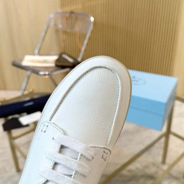 PRA LACE-UP SHOES WHITE CALFSKIN