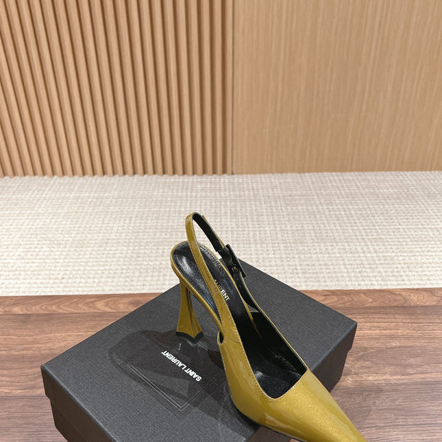 SL DUNE SLINGBACK PUMPS MUSTARD POLISHED CALFSKIN