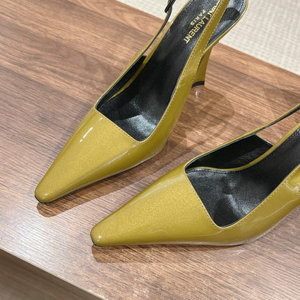 SL DUNE SLINGBACK PUMPS MUSTARD POLISHED CALFSKIN