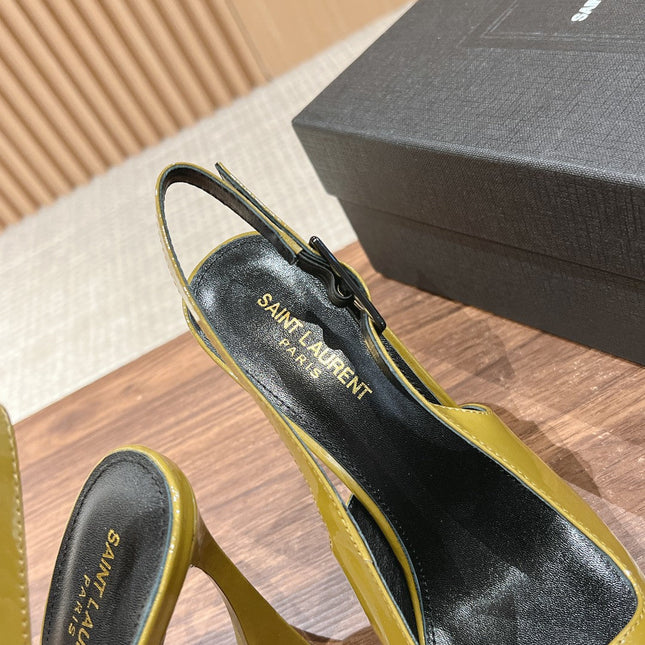 SL DUNE SLINGBACK PUMPS MUSTARD POLISHED CALFSKIN
