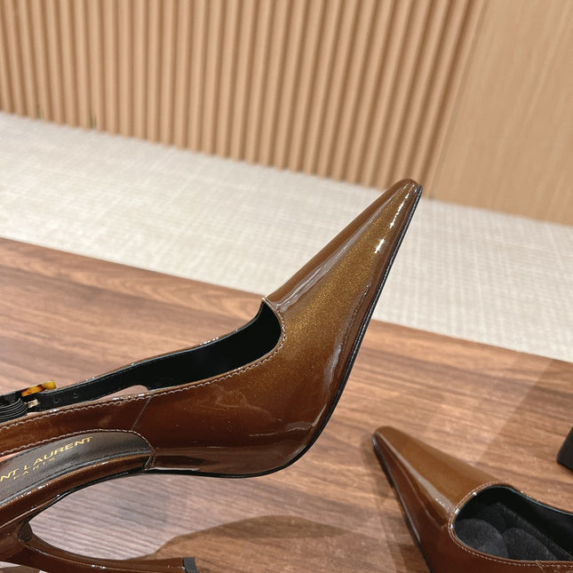 SL DUNE SLINGBACK PUMPS COPPER POLISHED CALFSKIN