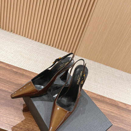 SL DUNE SLINGBACK PUMPS COPPER POLISHED CALFSKIN