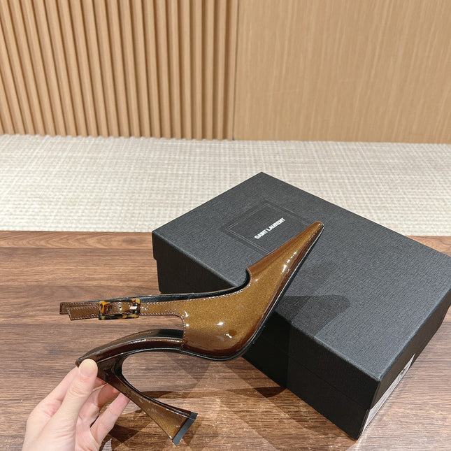 SL DUNE SLINGBACK PUMPS COPPER POLISHED CALFSKIN