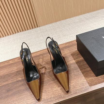 SL DUNE SLINGBACK PUMPS COPPER POLISHED CALFSKIN