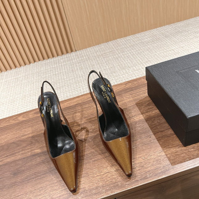 SL DUNE SLINGBACK PUMPS COPPER POLISHED CALFSKIN