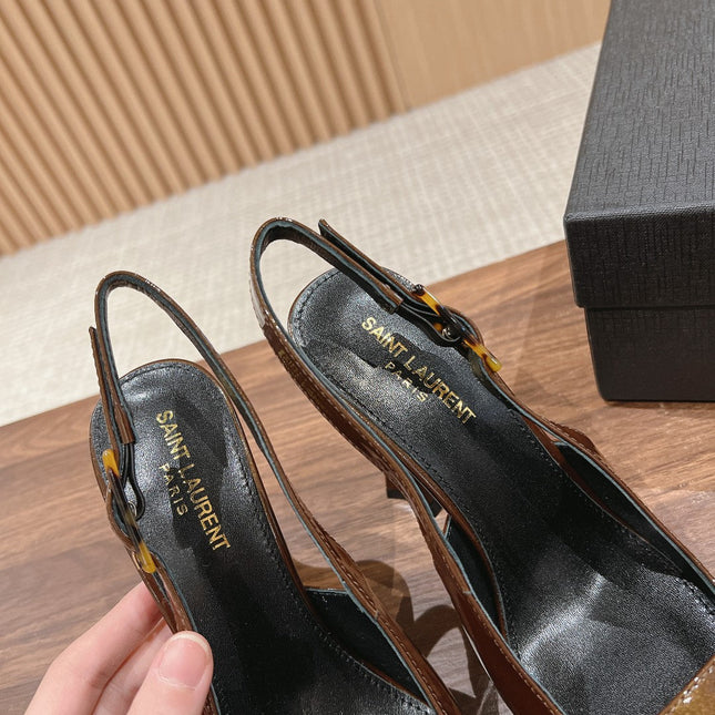 SL DUNE SLINGBACK PUMPS COPPER POLISHED CALFSKIN