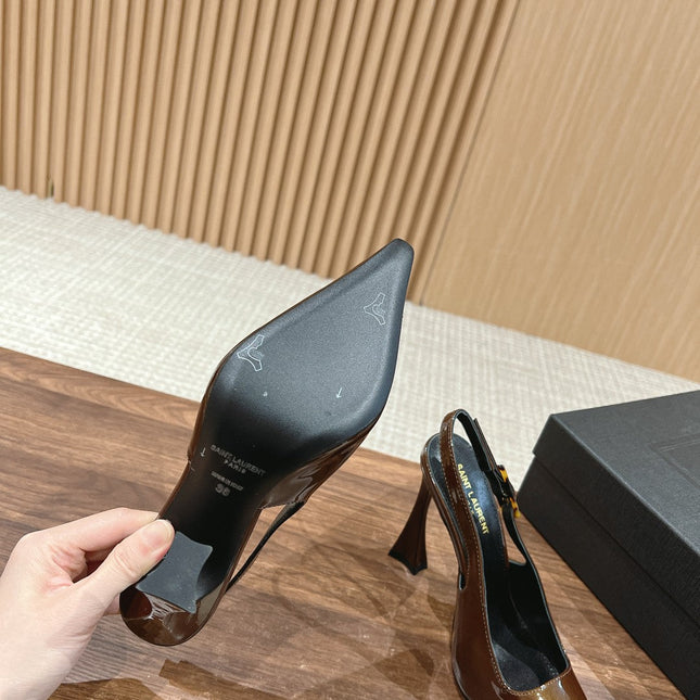 SL DUNE SLINGBACK PUMPS COPPER POLISHED CALFSKIN