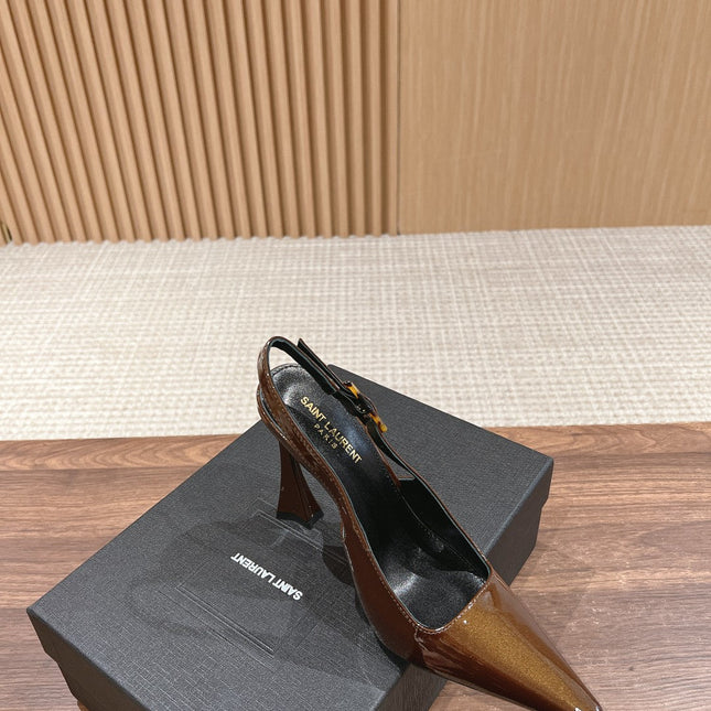 SL DUNE SLINGBACK PUMPS COPPER POLISHED CALFSKIN