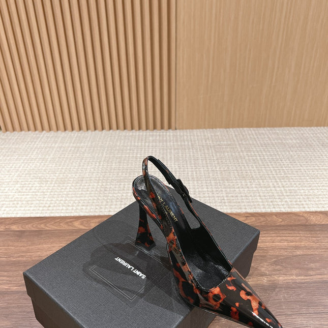 SL DUNE SLINGBACK PUMPS LEOPARD POLISHED CALFSKIN