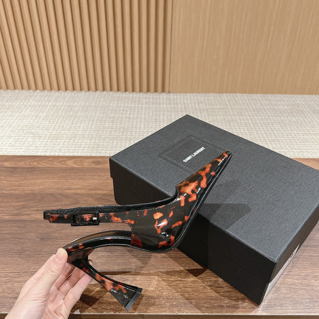 SL DUNE SLINGBACK PUMPS LEOPARD POLISHED CALFSKIN