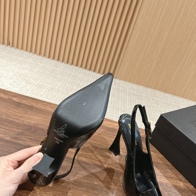 SL DUNE SLINGBACK PUMPS BLACK CALFSKIN