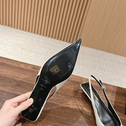 SL CHERISH CRYSTAL SLINGBACK WHITE CALFSKIN