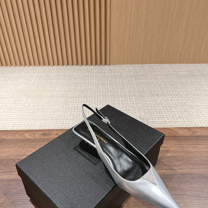 SL CHERISH CRYSTAL SLINGBACK SILVER CALFSKIN