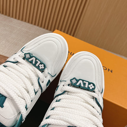 LV Trainer Maxi Sneaker White Mix Emerald Green Calfskin