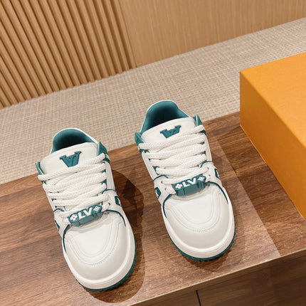 LV Trainer Maxi Sneaker White Mix Emerald Green Calfskin