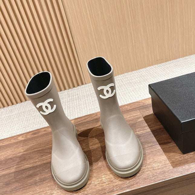 CC RAIN BOOTS GREY TPU WITH WHITE LOGO