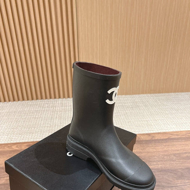 CC RAIN BOOTS BLACK TPU WITH WHITE LOGO