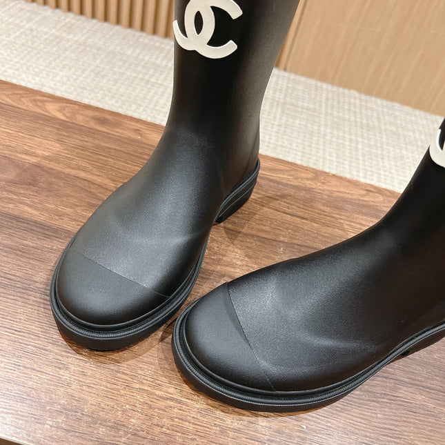 CC RAIN BOOTS BLACK TPU WITH WHITE LOGO
