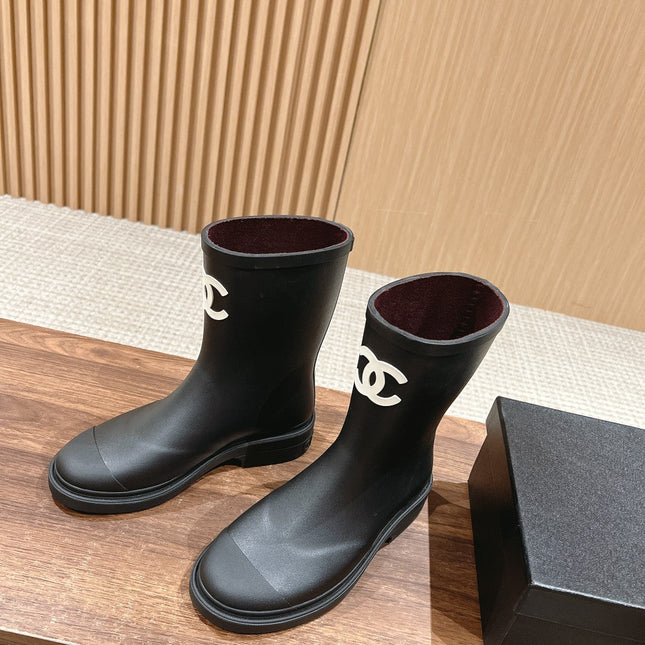 CC RAIN BOOTS BLACK TPU WITH WHITE LOGO