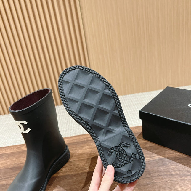 CC RAIN BOOTS BLACK TPU WITH WHITE LOGO