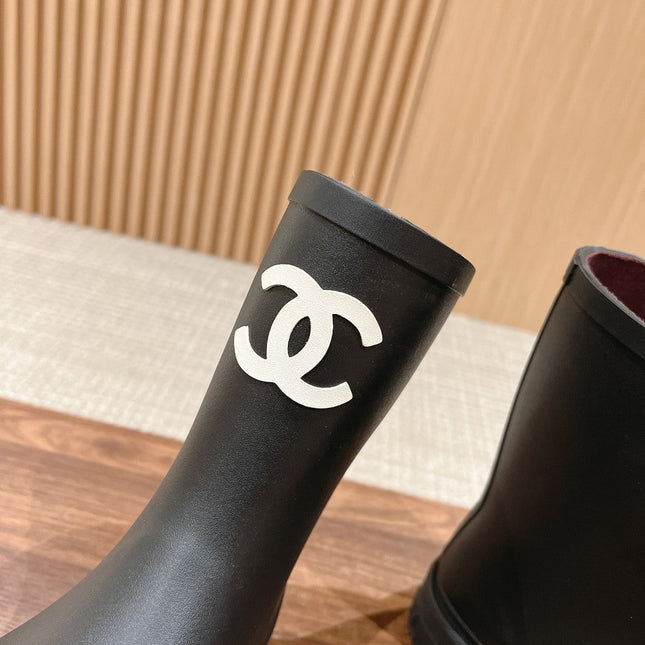 CC RAIN BOOTS BLACK TPU WITH WHITE LOGO