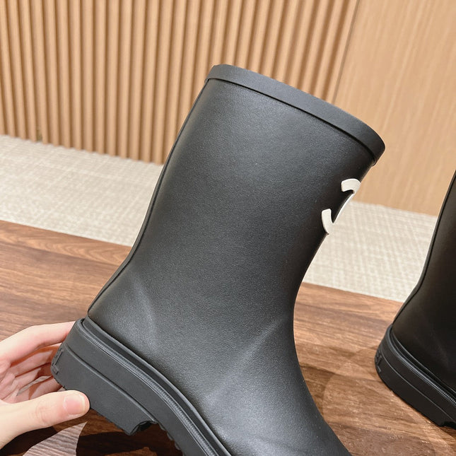 CC RAIN BOOTS BLACK TPU WITH WHITE LOGO