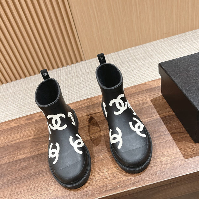 CC RAIN BOOTS BLACK TPU WITH WHITE LOGO