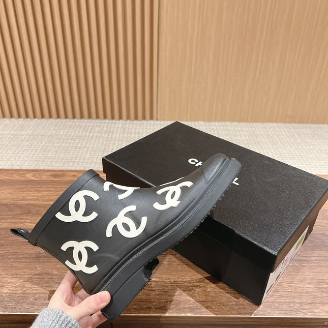 CC RAIN BOOTS BLACK TPU WITH WHITE LOGO