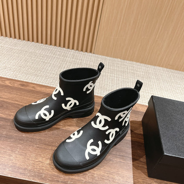 CC RAIN BOOTS BLACK TPU WITH WHITE LOGO