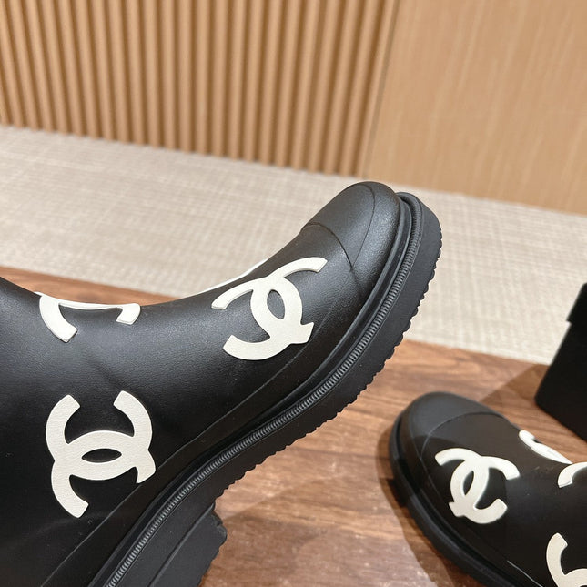 CC RAIN BOOTS BLACK TPU WITH WHITE LOGO