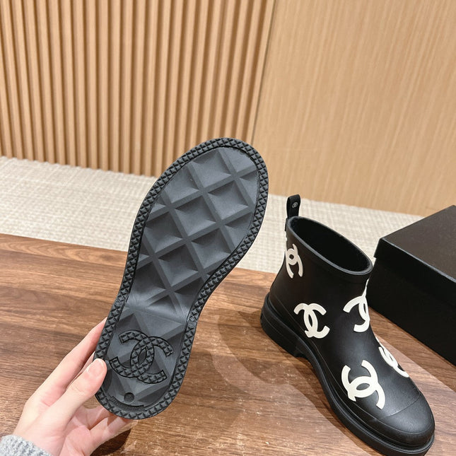 CC RAIN BOOTS BLACK TPU WITH WHITE LOGO