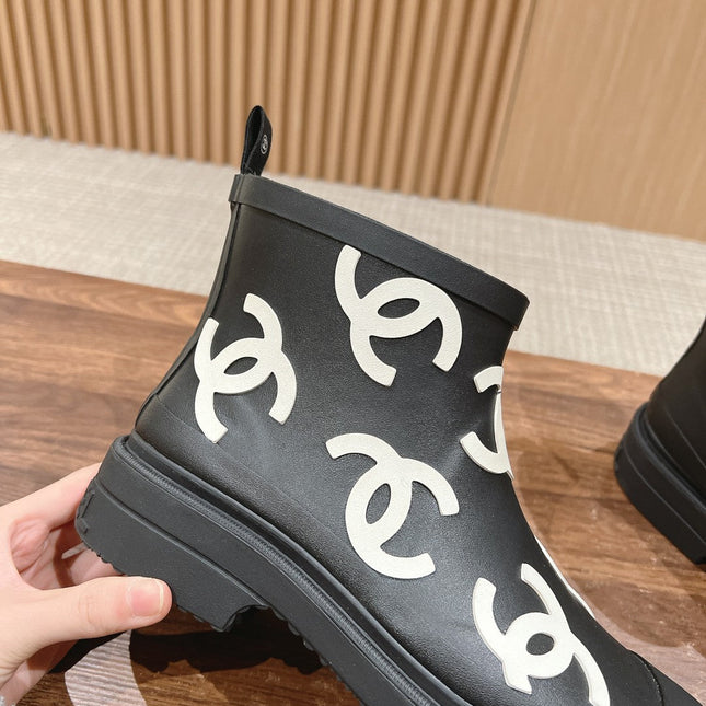 CC RAIN BOOTS BLACK TPU WITH WHITE LOGO