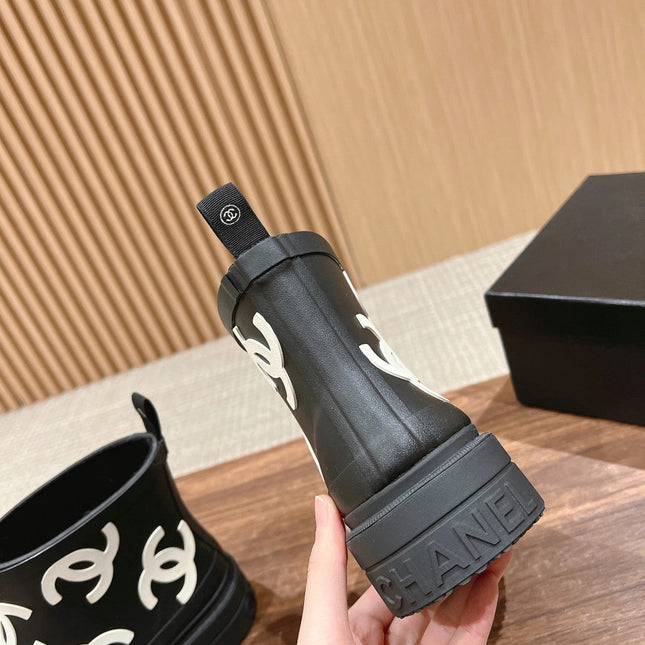 CC RAIN BOOTS BLACK TPU WITH WHITE LOGO