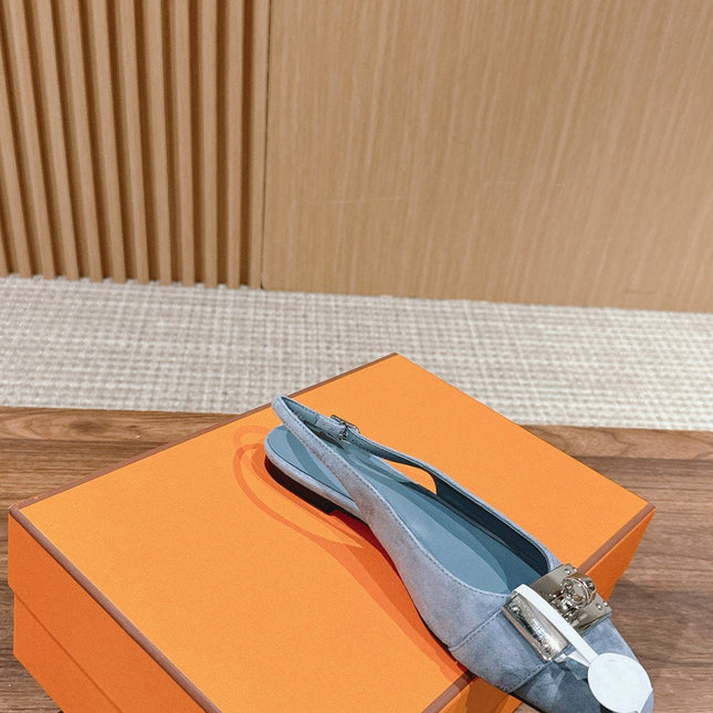 Innocente Slingback Suede Goatskin Bleu Ciel