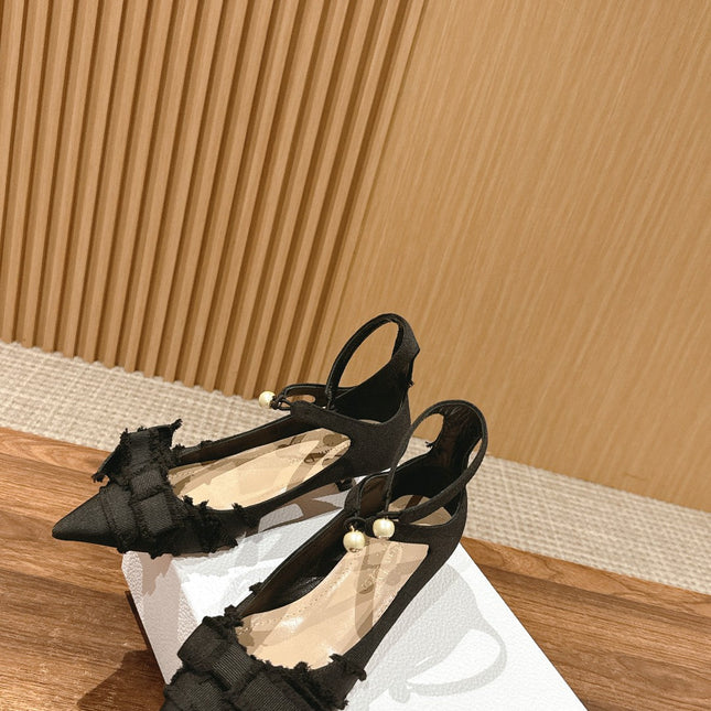 DIOR ADIORABLE HIGH HEEL 25S IN BLACK FABRIC WITH PEARL DETAILING