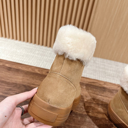 ANKLE BOOTS IN PEANUT BROWN SUEDE AND CALFSKIN