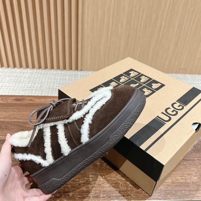 PLATFORM SNEAKER IN CHOCOLATE BROWN SUEDE AND FLEECE LINING