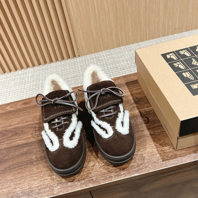 PLATFORM SNEAKER IN CHOCOLATE BROWN SUEDE AND FLEECE LINING