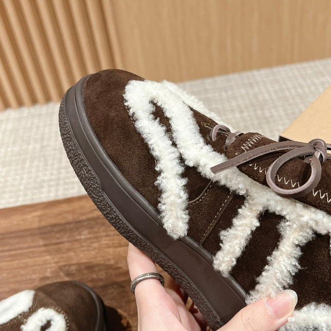 PLATFORM SNEAKER IN CHOCOLATE BROWN SUEDE AND FLEECE LINING